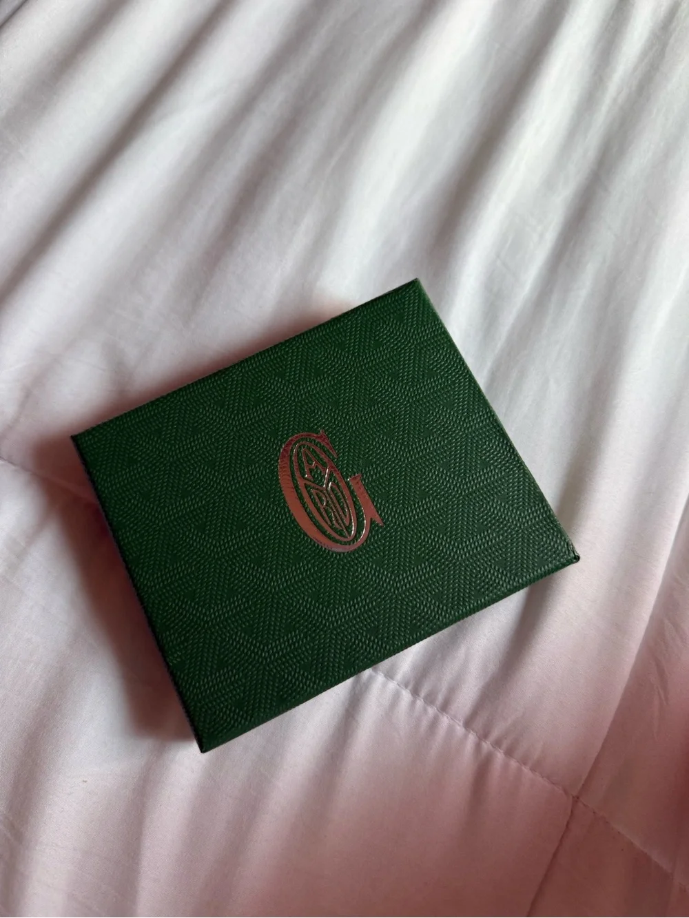 Goyard Dark Green Card & Key Holder with Red Logo Accent